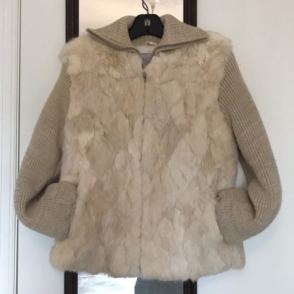 Genuine rabbit fur ecru jacket - Picture 3 of 7